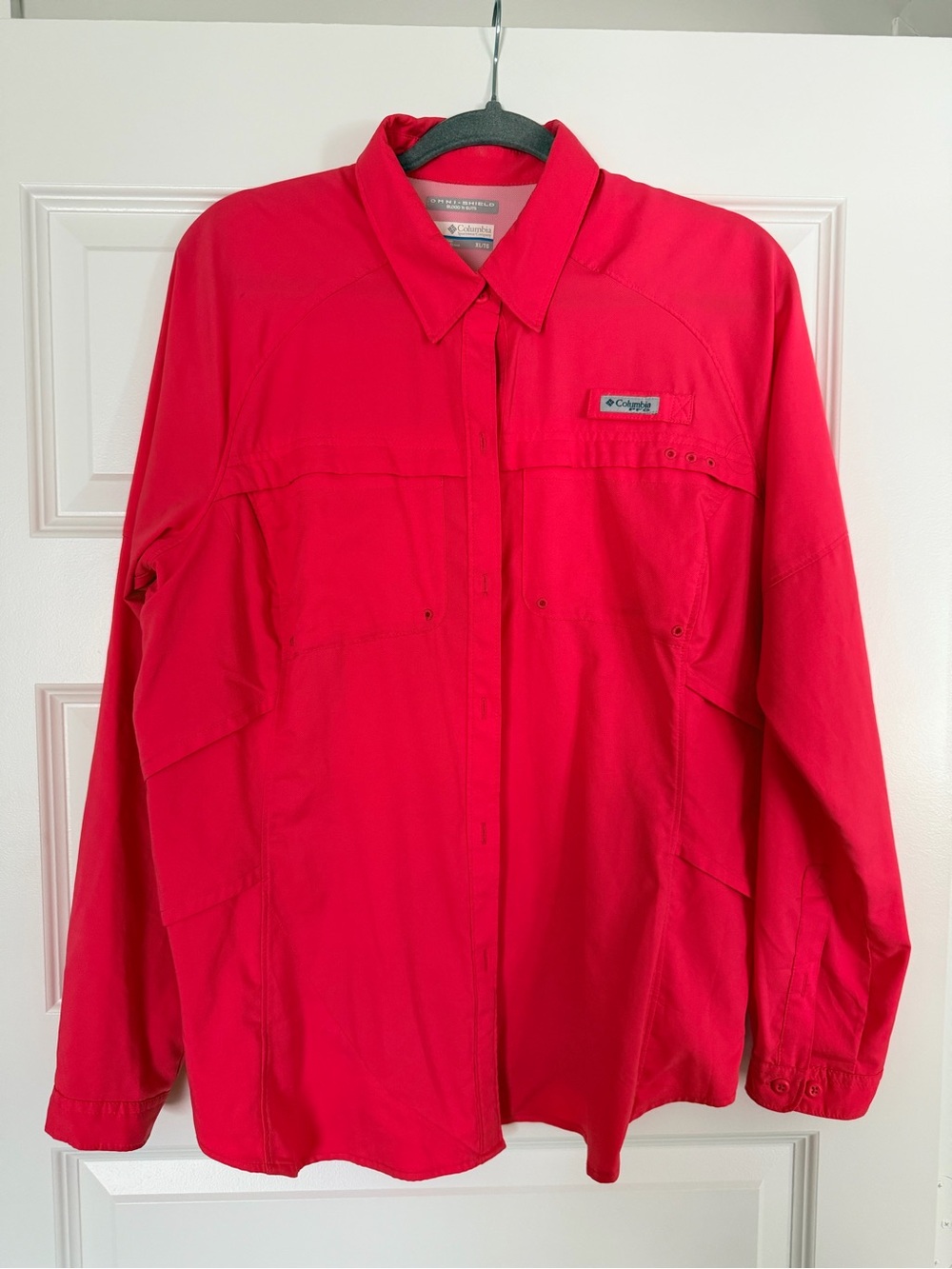 Columbia Womens Salmon Pink Lightweight Button-Up Fishing Shirt